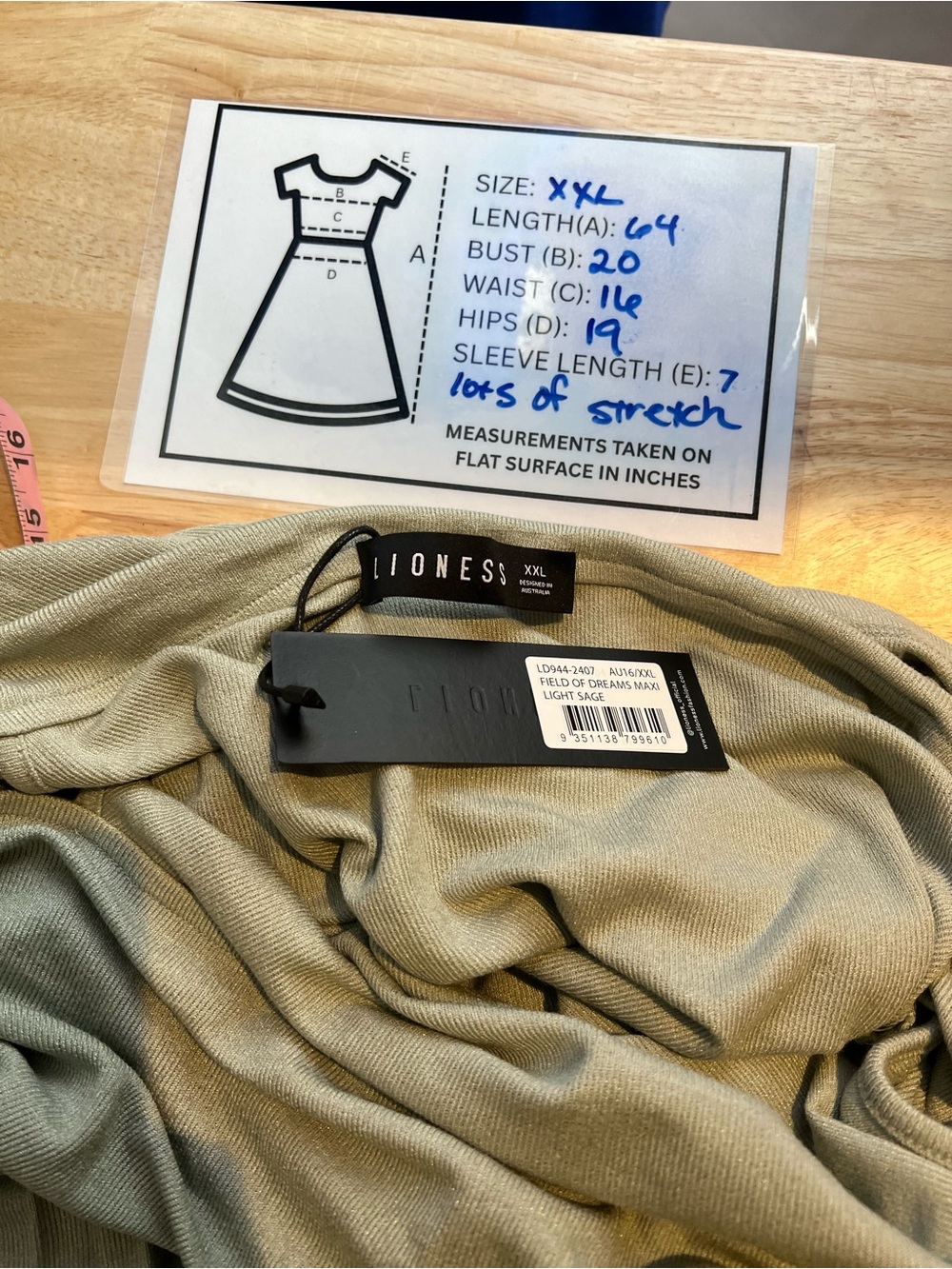 Lioness Sage Green Ruched Off Shoulder Maxi Dress Pleated Skirt XXL NWT - Picture 13 of 13